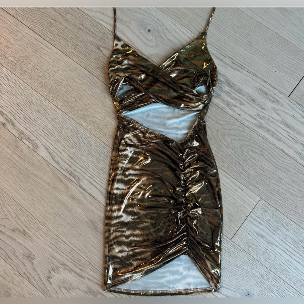 New Mini Gold Metallic Dress